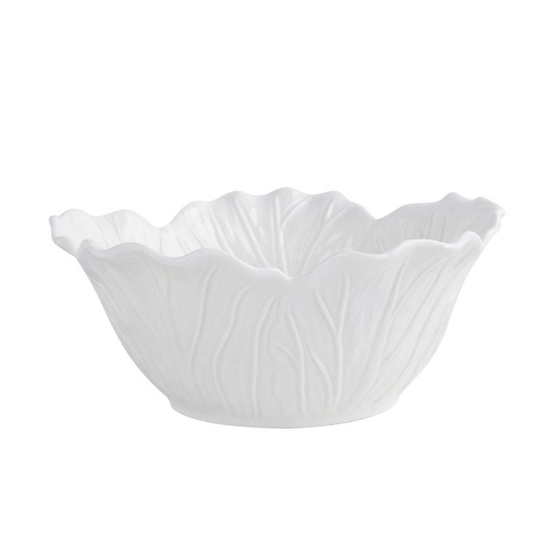 Nordic Luxury Flower Ceramic Dinner Plates White Creative Cabbage Relief Tableware Fruit Vegetable Salad Bowl Large Soup Bowls