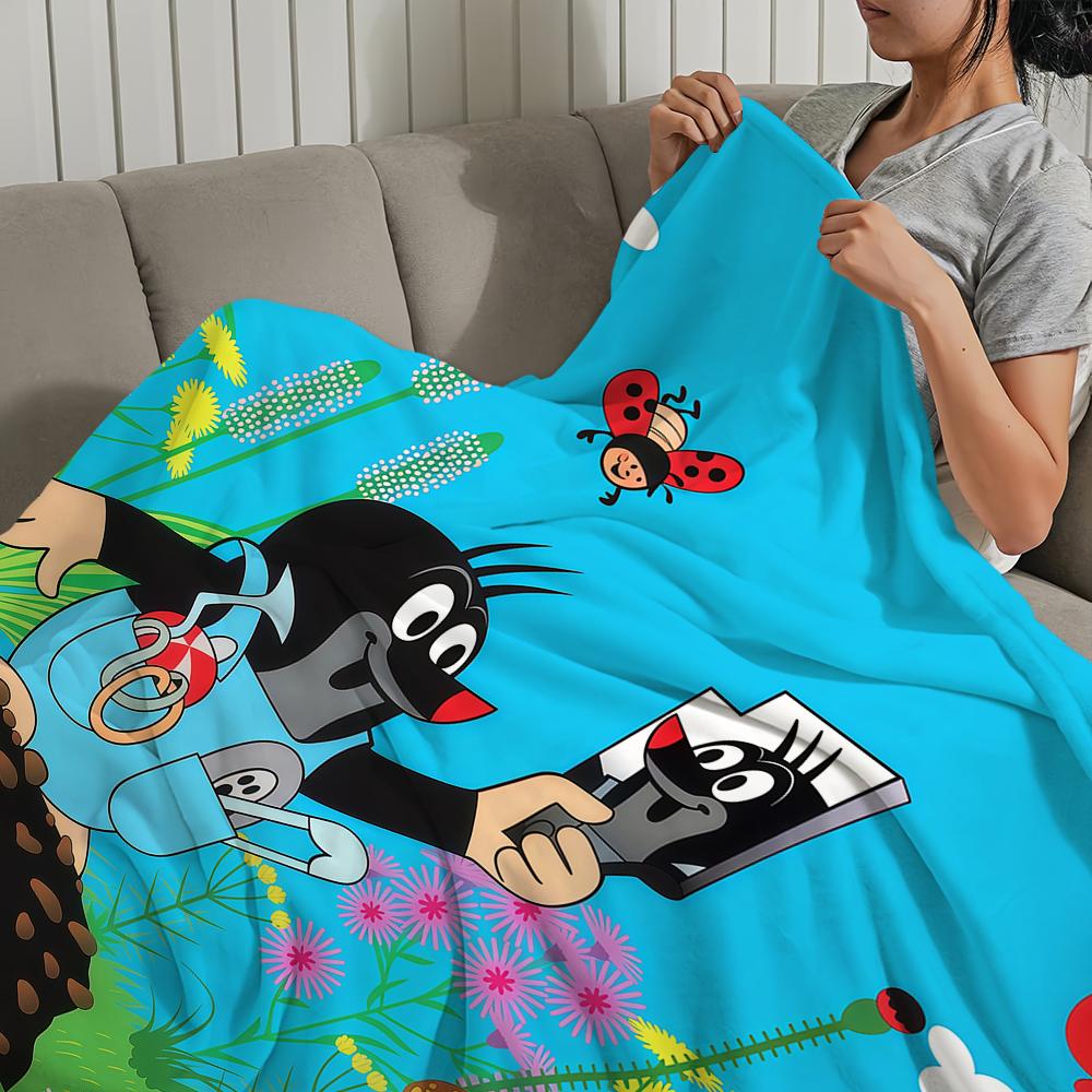 Soft Warm Plush Blanket Fuuny Cartoon Dorm M-Mole Sofa Living Room The Pet Hogar Bed Little Gift Nap K-Krtek Cute Home Flannel