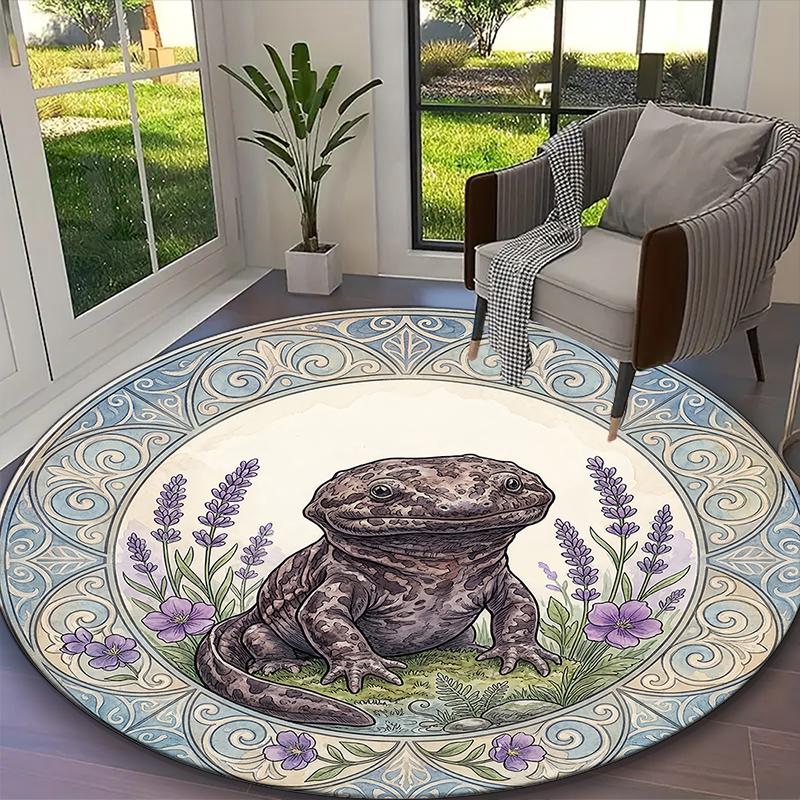 1pc General-purpose Rug, Ancient Celestial Glow Printed Round Rug, Comfortable Office Chair Carpet, Home Entrance Floor Mat