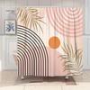 Elegant Modern Geometric and Palm Leaf Design Waterproof Shower Curtain – Perfect for Adding a Stylish and Contemporary