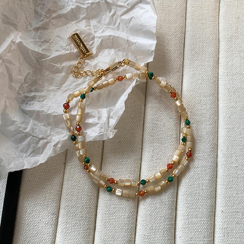 Natural freshwater colorful dopamine stone beaded pearl necklace for women, high-end luxury niche clavicle chain choker40CM