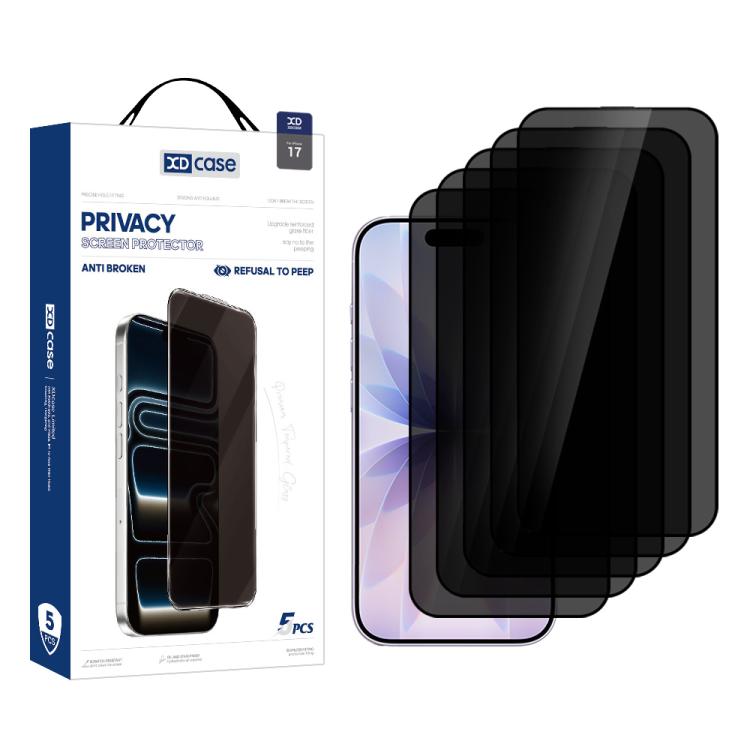 XDcase 5pcs / Pack Silk Screen Printed Anti-Peep Tempered Glass Screen Protector