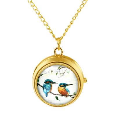 Antique Bird Pocket Watch with Analog Display and Waterproof Gold Pendant Necklace Chain Perfect Gift for and Day Design - Birthdays, Anniversaries,