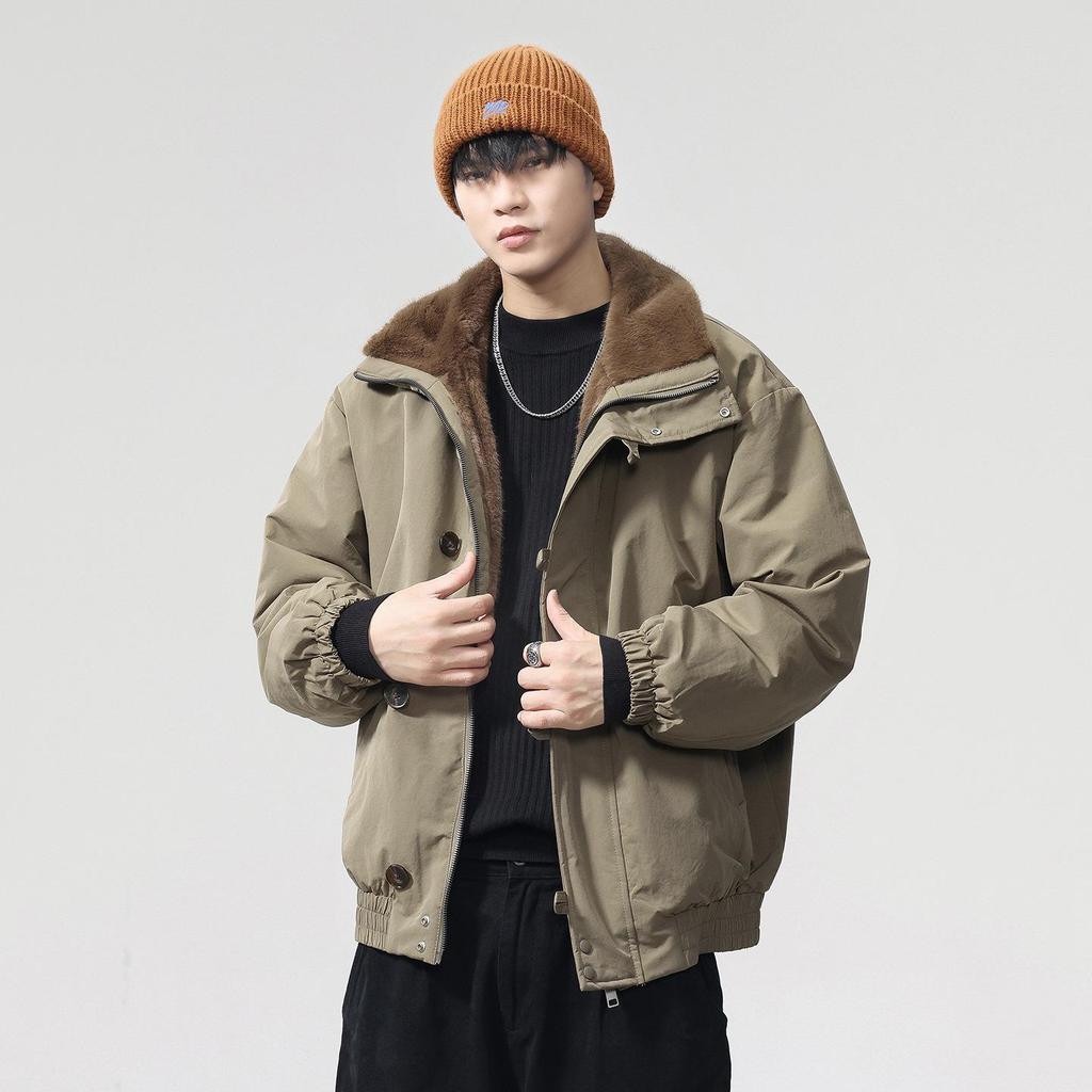 2025 Autumn/Winter Men's Double-Sided Hooded Cotton Jacket - Casual Fashion Workwear Outerwear