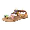Simple Bohemian Sandals Colored Butterfly Flower Set Toe Large Size Flat Bottom Set Toe Beach Sandals Women's Summer