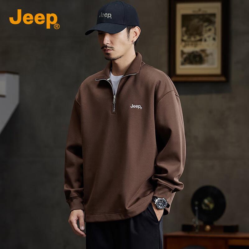 Jeep Men's Casual Half-Button Polo Sweatshirt