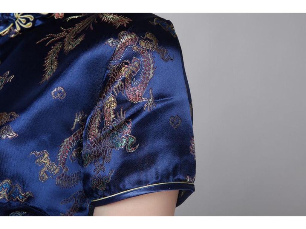 Ethnic Chinese Tang Suit Cheongsam: Dragon & Phoenix Short Summer Dress