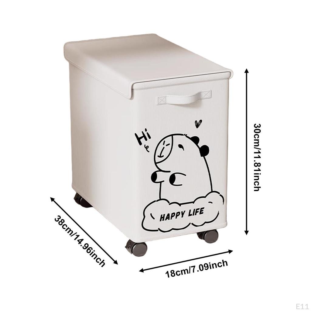 Laundry Basket with Wheels And Lid for Under The Desk, Storage Cafe,