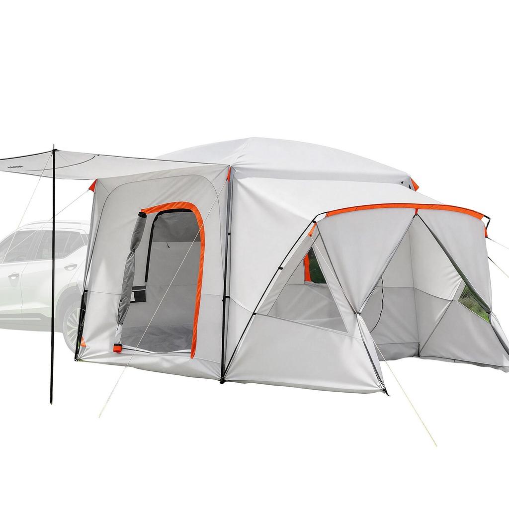 SUV Camping Tent for 5-9 Person, 3.96 x 3.05m 3-Season SUV Tailgate Tent with Ventilated Windows, PU2000mm Waterproof Dual-Use Car Rear Hatch Tents