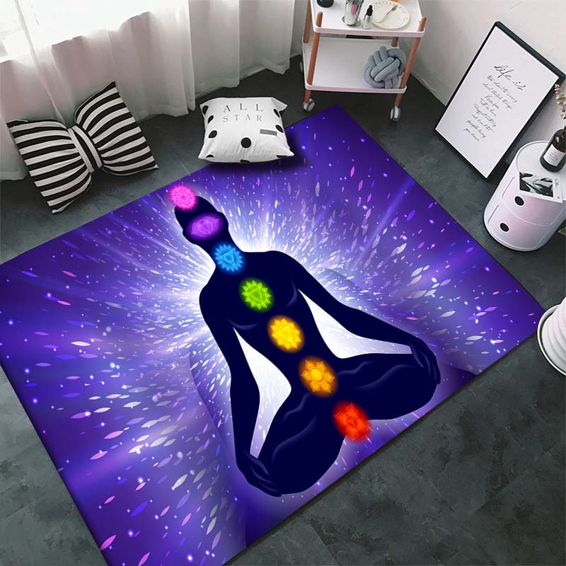 15 Sizes Indian Buddha Statue Meditation Seven Chakras Carpet for Bedroom Yoga Floor Mat Living Room Floor Decor Anti-slip Rugs