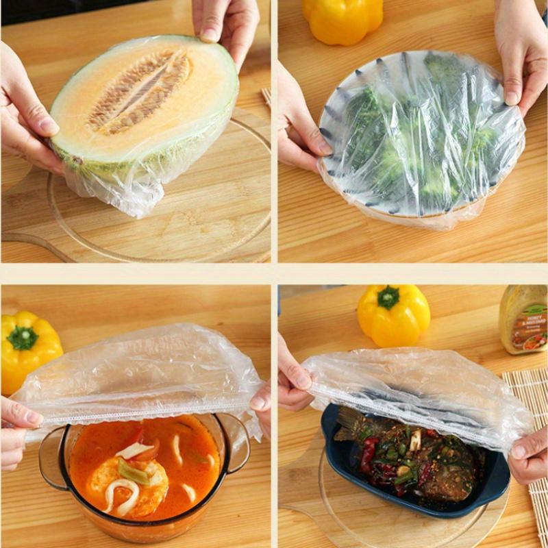 100pcs BPA-Free Multi-Size Plastic Food Covers - Uncharged Seal Wrap Set for Fruit, Meals, Leftovers