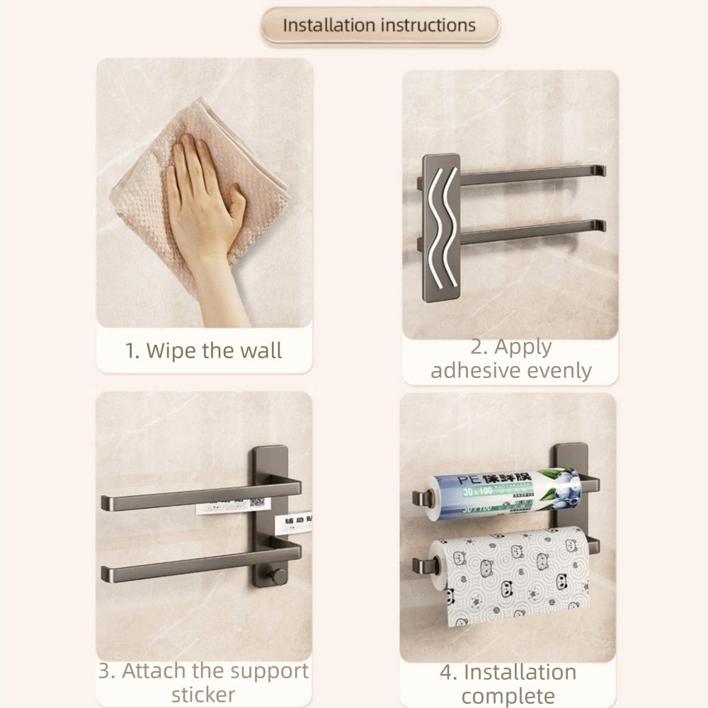 No-Drill Roll Paper Storage Rack Carbon Steel Cling Film Storage Rack  Kitchen