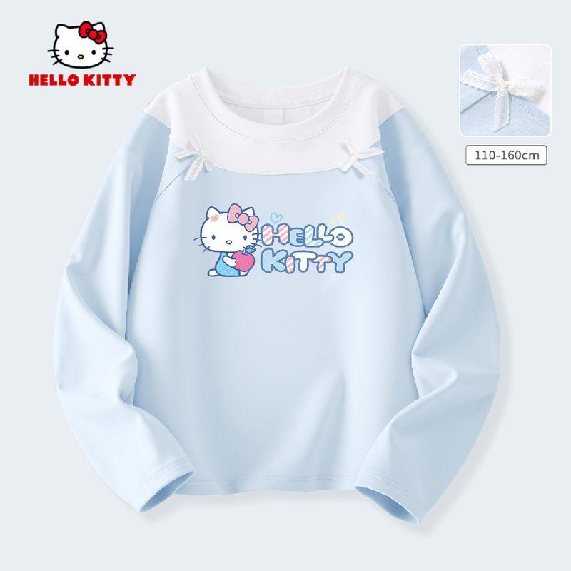 Hello Kitty Girls  Long-Sleeved T-Shirt, Spring and Autumn 2026 New Style, Stylish Long-Sleeved Top for Girls Tiguozi Blue 150