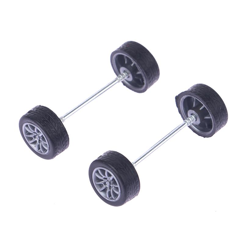 1Set 1:64 Car Wheels For Hotwheels Rubber Tire With Wheel Axle Model Modified