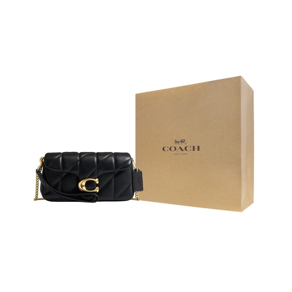 Coach Tabby 19 Gestepptes Detail Kette Goldene Beschläge Leder Umhängetasche Klein Damen Umhängetasche Schwarz CBH23-B4BK