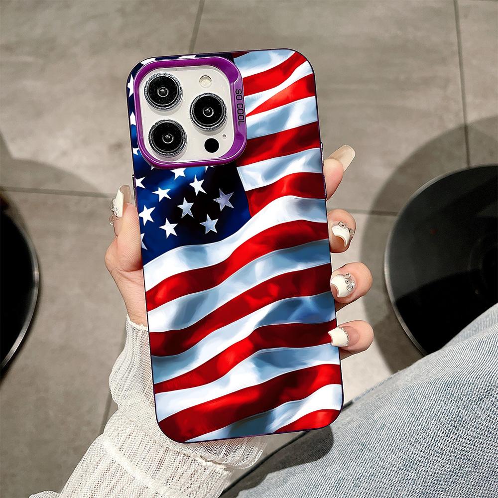 USA America Flag Purple Translucent Mobile Phone Case for iPhone 17 16 15 14 13 12 11 X XR XS Air Pro Max Plus Colorful Cover
