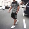 Men Color Block Casual Round Neck Short Sleeve T Shirt Cargo Shorts Two Piece Set