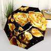 Golden Roses Butterflies Theme 8 Bone Hand Automatic Folding Umbrella, Compact and Portable Design, A Perfect Gift for Birthday, Christmas O