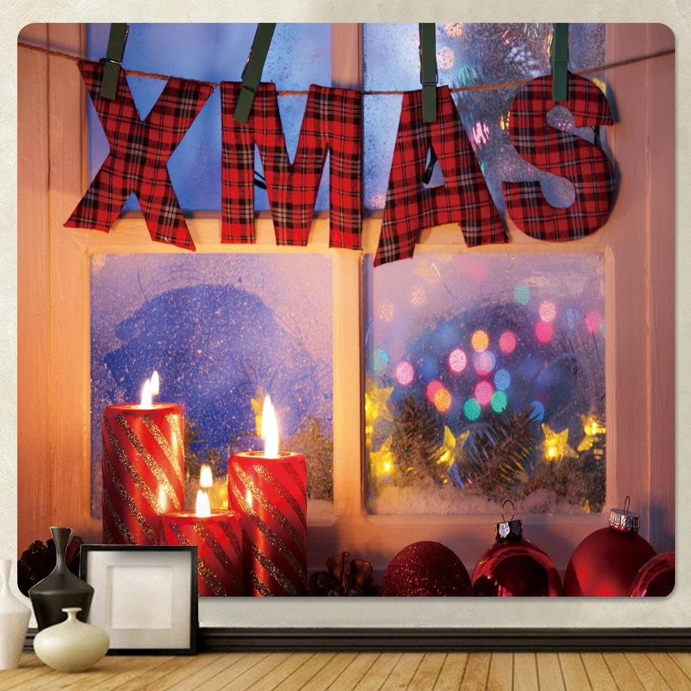 Christmas Window Scenery Home Living Room Bedroom Wall Decoration Tapestry
