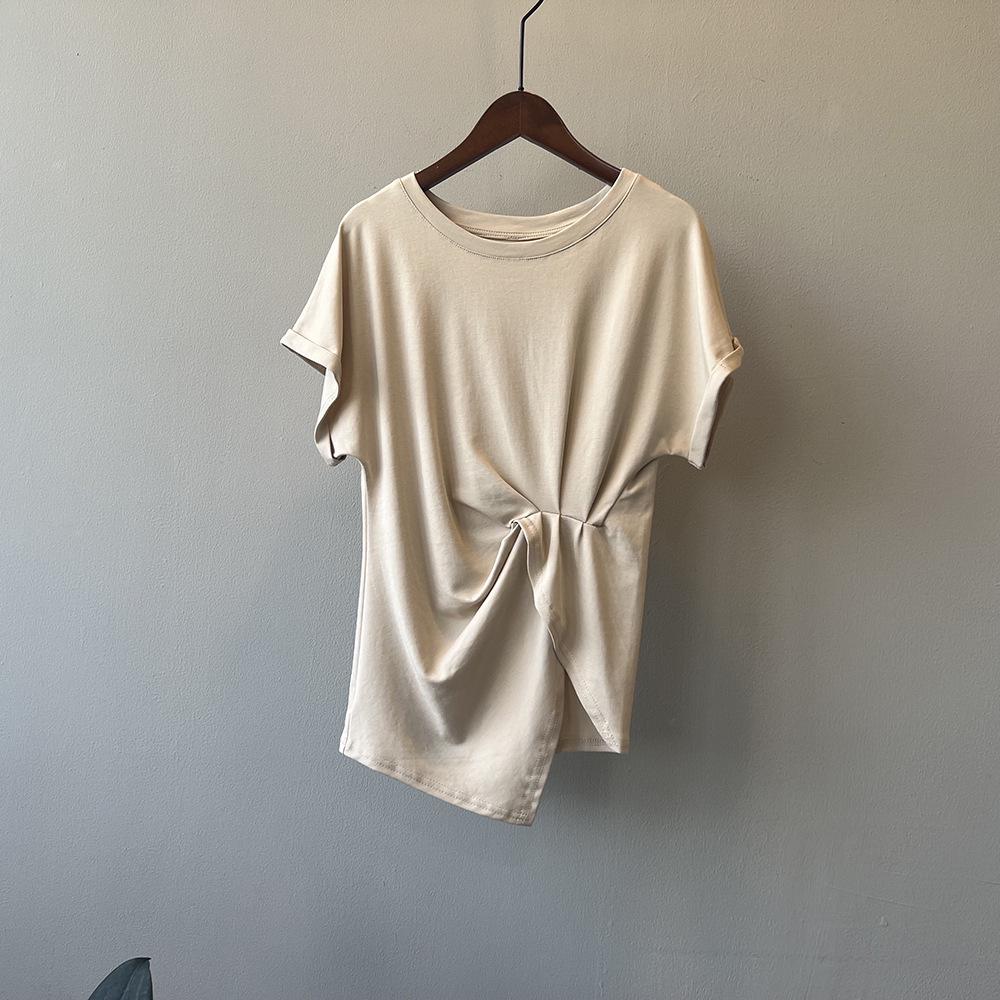 

Yan Shuang Women s Ruched Waist Irregular Neck T-shirt - Summer Design Large