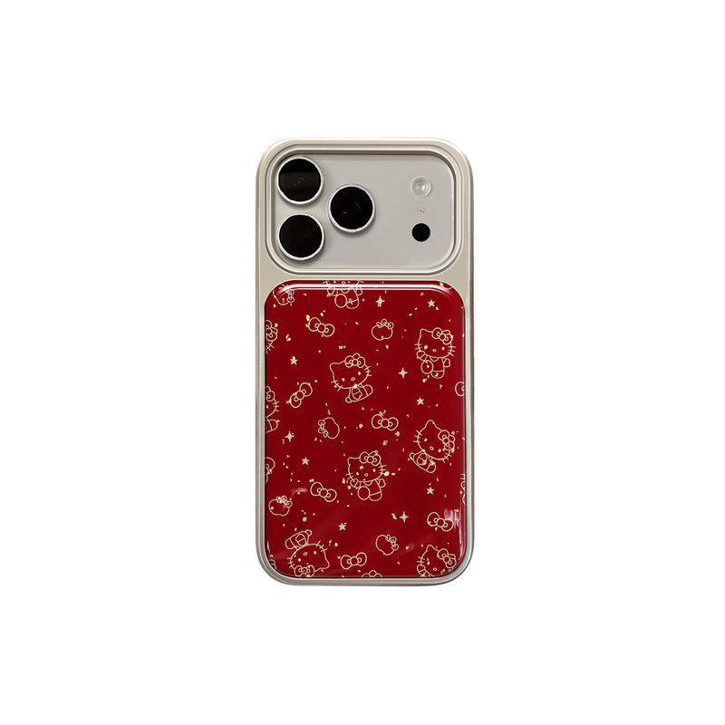 Apple 17 Pro Max and iPhone 16 Plus Case with Gold Sparkling Cat Pendant