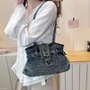 Retro gewaschene alte Denim Achseltasche Damen Umhängetasche