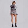 Y2K Gothic Vintage Harajuku Style Colorblock Zip-Up Knit Sweater Women Round Neck Long Sleeve Streetwear Top