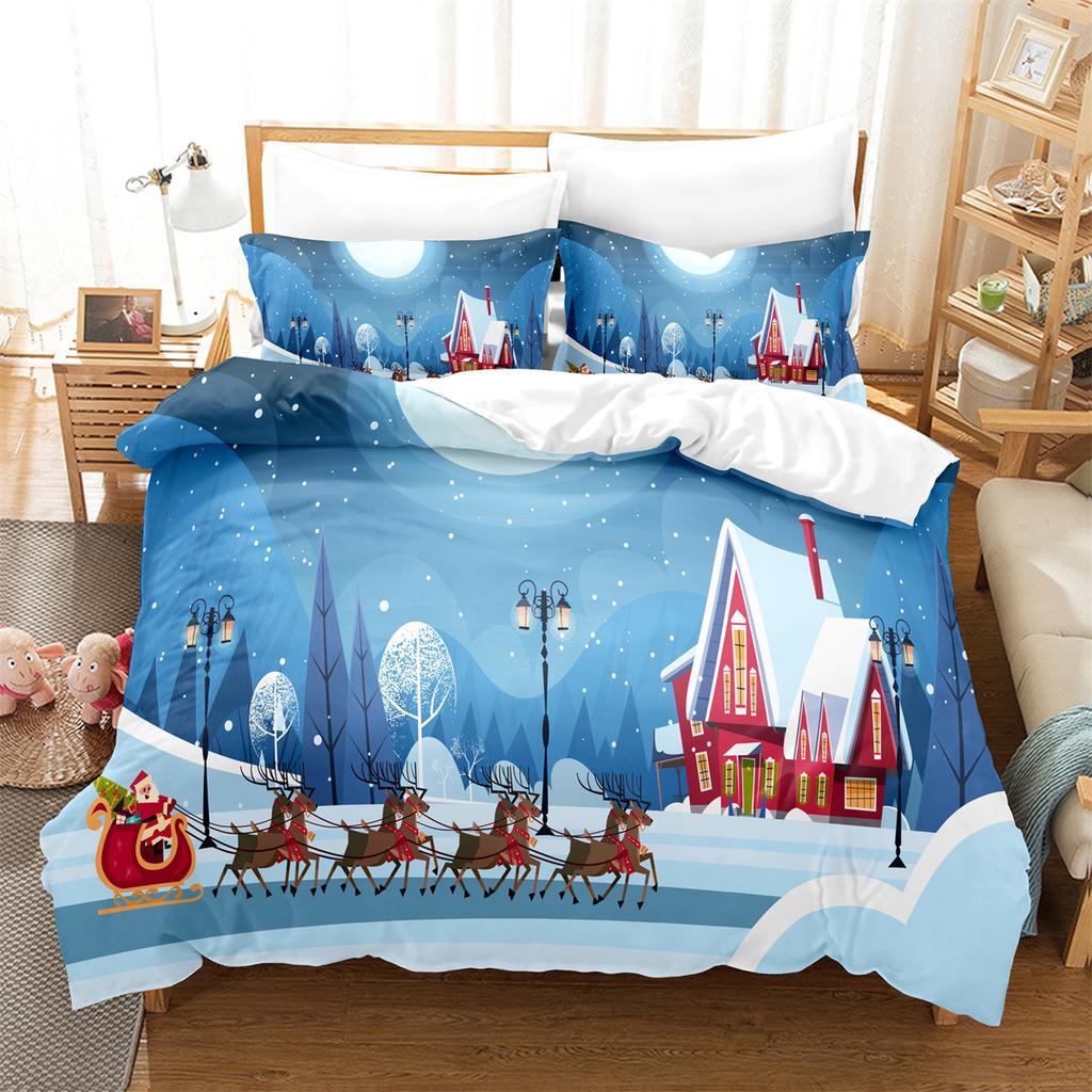 Christmas Snowman Bedding Set Duvet Cover Holiday King Quilt Cover Christmas Decorative Children'S Bedroom Hotel Duvet Cover Set
