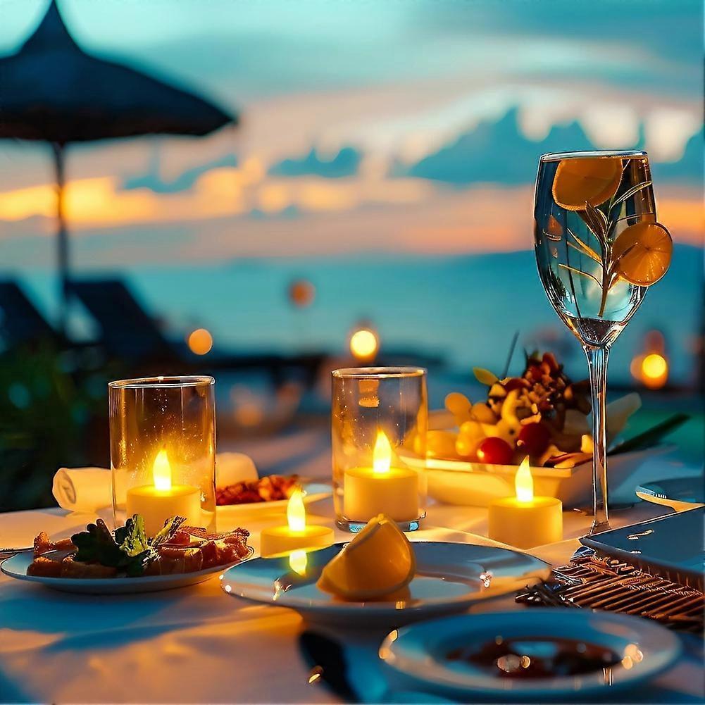 Rechargeable Tea Lights Candles 12pcs Flameless Flickering Candles with Remote Control Timer & Charging Base, Decoration