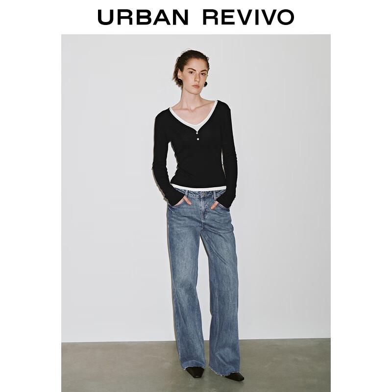 

Женские джинсы UR 2025 Осень, выбеленные, широкие штанины 29