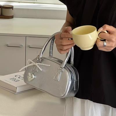 Kleine Handtasche in quadratischer Form für Damen, Exquisite Umhängetasche zum Bowling, Boston Kissen-Tasche