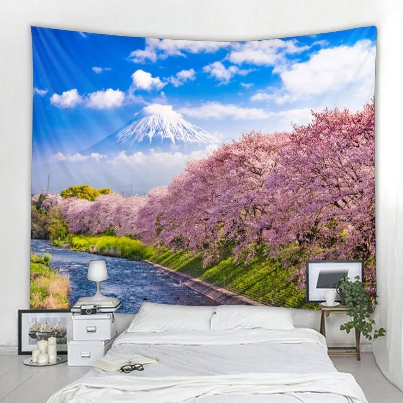 Bohemian Zimmerdekor Natürliches Wandbehang Mandala Gartenszene Psychedelischer Teppich Hippie Schlafzimmer Stoffteppich