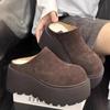 Fashion Winter Retro Round Toe Slippers Women's Thick Sole Slippers Fashion Warm Ladies Outer Wear Slippers Female Shoes