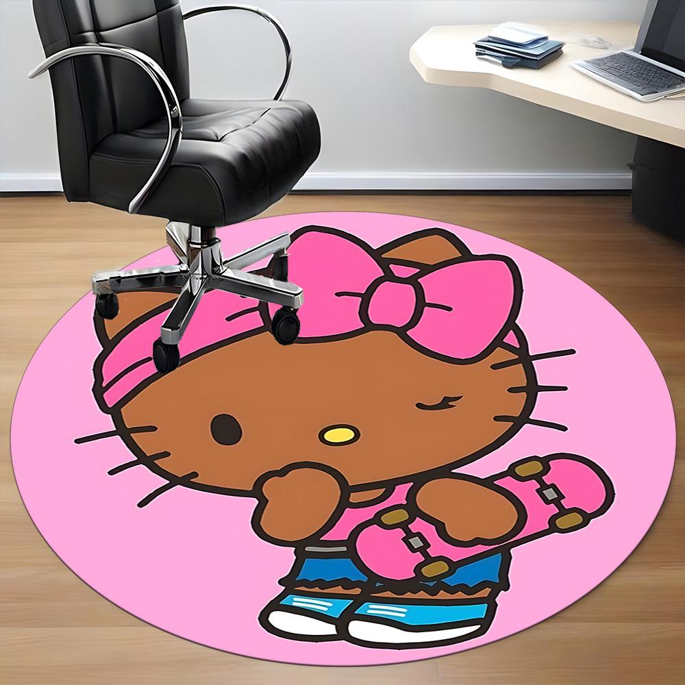 1pc Hello Kitty Carpet, Round Non-Slip Durable Large Size Office Carpet, Suitable for Office, Beautiful Decoration