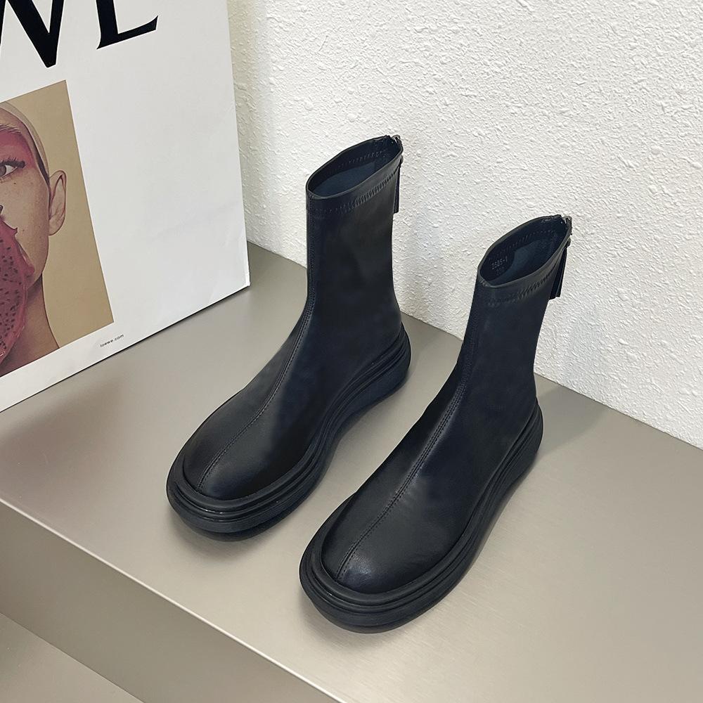 2025 Spring and Autumn New Platform Boots Women's Martin Boots White Single Boots Skinny Boots Women's Chelsea Boots Women's Short Boots