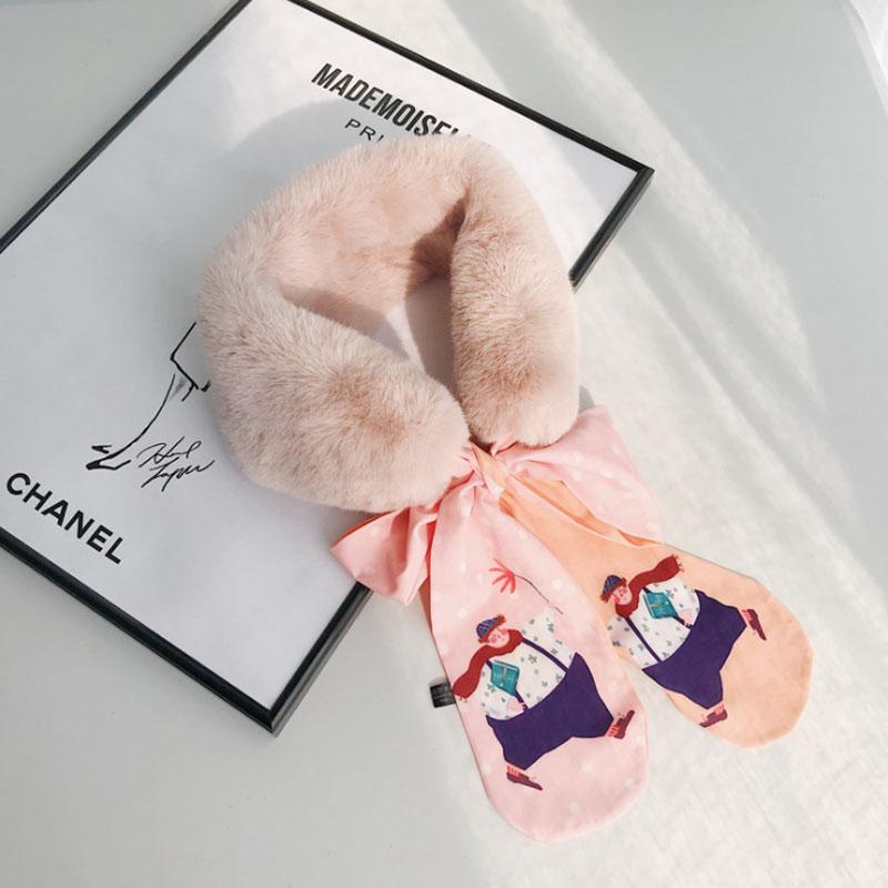 Women Fake Collar Tie Winter Faux Fur Woman False Collar Girls Detachable Fur Collar Ribbon Warm Scarfs for Ladies Neckerchiefs