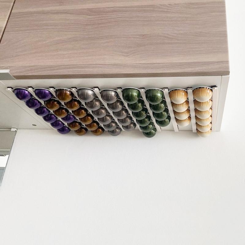 10Pcs Wall Mounted Espresso Holder Large Capacity Coffee Pods Organizer Space Saving PVC Storage Rack for Kitchen