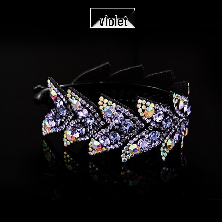 Rhinestone Leaf Hairpin - Large Bun Hair Clip Accessory