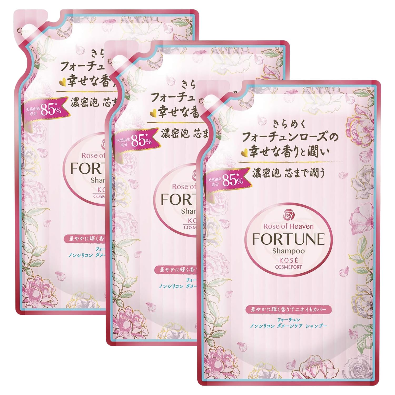 

KOSE Fortune Rose of Heaven Шампунь Сменный блок 350 мл Аромат розы x3