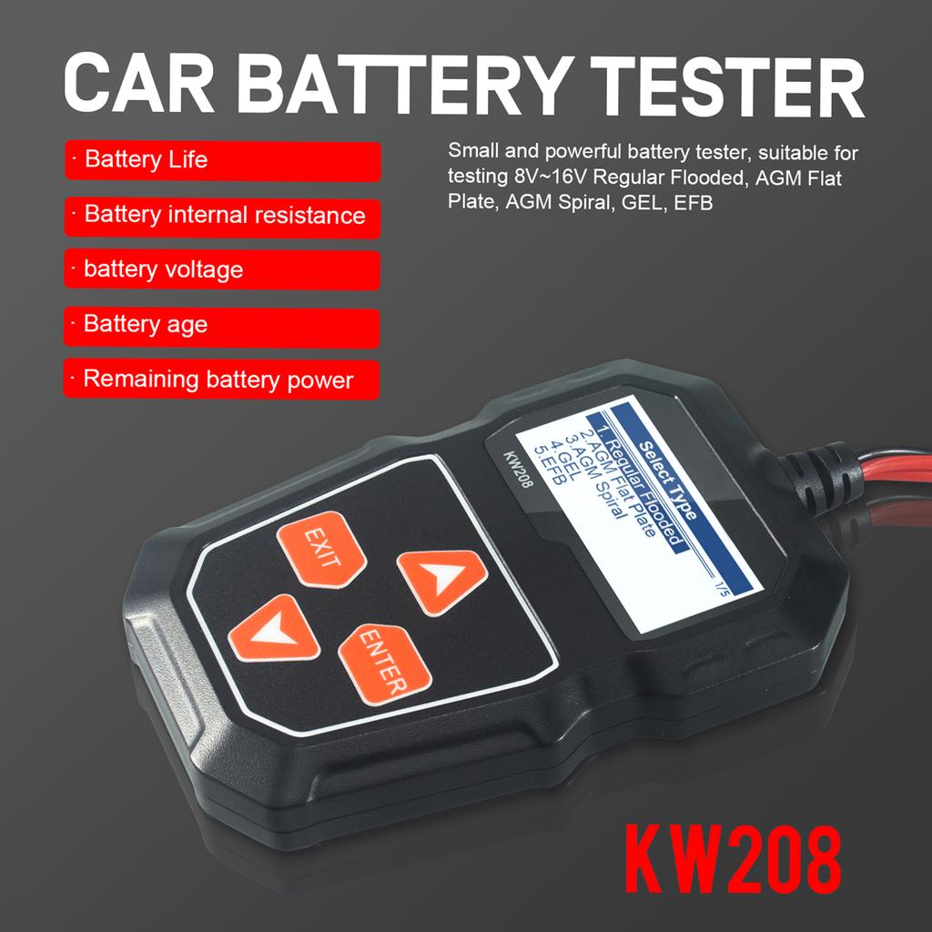 Profesionální analyzátor alternátoru - Průběh, KW208 12V Zátěžový tester autobaterie