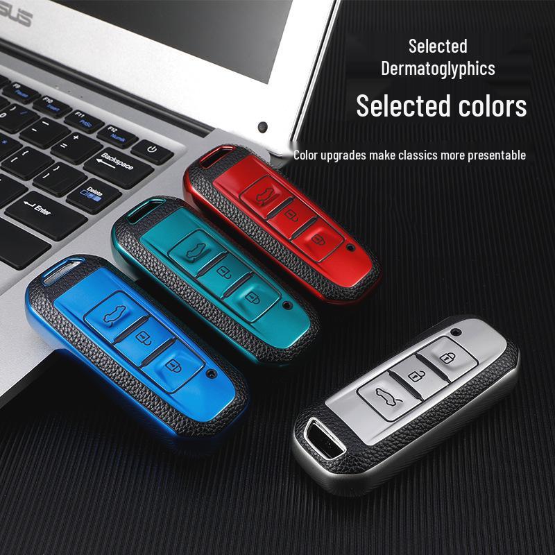 Baojun Car Key Case: 730, 200E100, 560, 530, 630 Leather Pattern Protective Shell with Buckle for Women