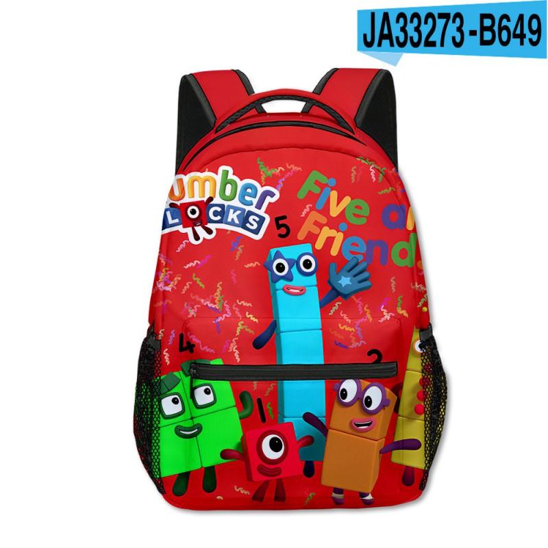 Numberblocks Kids School Backpack Boys Girls - Oxford Fabric Breathable Padded Straps Lightweight Durable