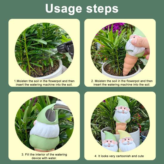 4 Pcs Gnome Self Watering Globes Terracotta Plant Watering Globes Slow Release Automatic Watering Bulbs for Indoor Outdoor Plants