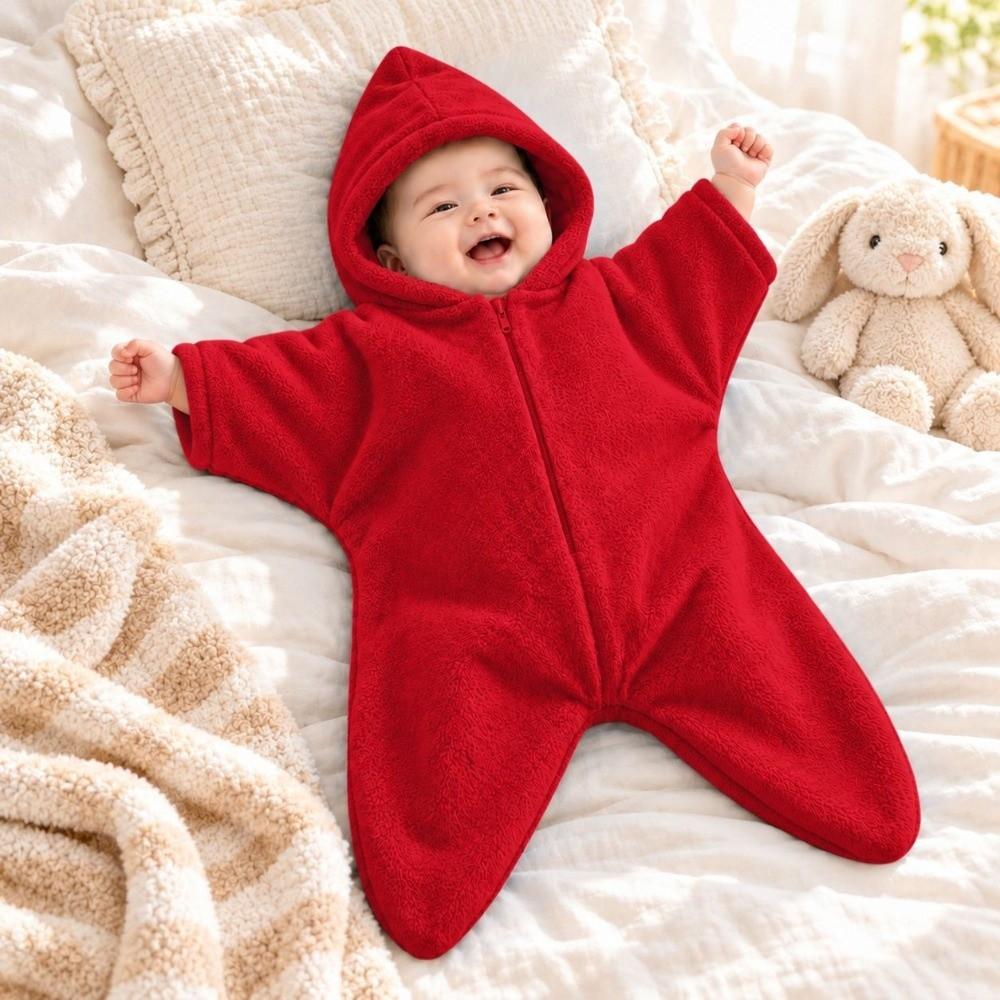 Star Shape Newborn Hooded Romper Flannel Baby Sleeping Bag Cute Infant Blanket Winter