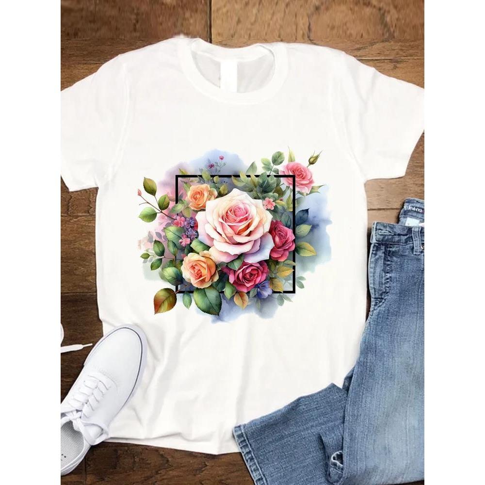 Leopard Love Trend 90s Women Fashion Clothing Tee Top Casual Short Sleeve Tshirts Graphic T-shirts T Female Cartoon Lady Clothes