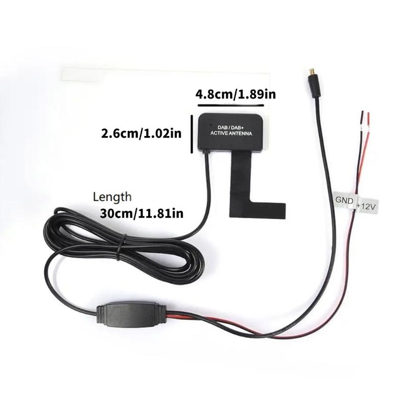 12V Glass Mount External Car Radio Antenna Suitable For Enhances Digital Sound Reception And Easy Adhesive Installation