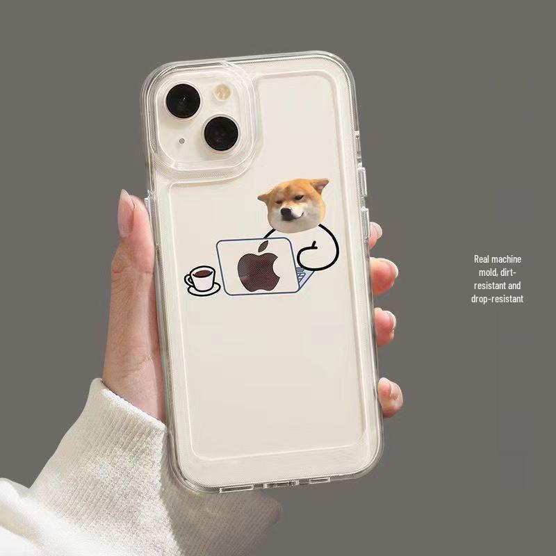 Cat & Dog Art iPhone Case: Compatible with Apple 13 Pro Max/14 Pro, Transparent Design