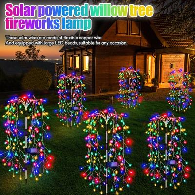 6 szt. Solarna lampa fajerwerkowa Zewnętrzna Wodoodporna Lampa fajerwerkowa LED Dekoracja Ogrodu Trawnik Świąteczna Lampka Sznurkowa Lampka Bajkowa