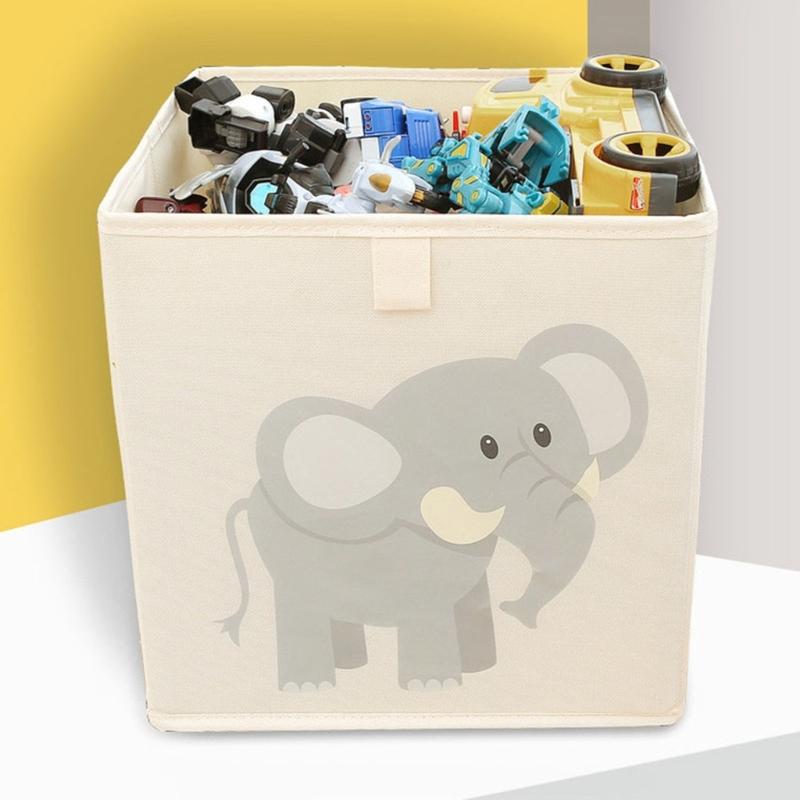 Animal Themed Foldable Toy Storage Box for Kids Cube Organiser Bin with Handles Large Capacity Playroom Organiser