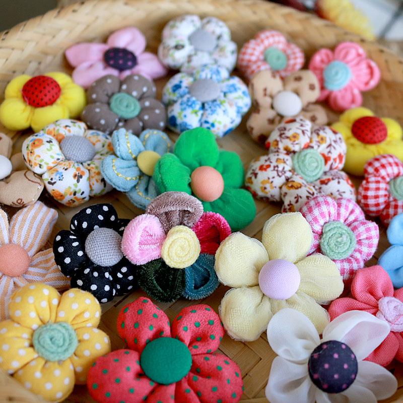 10pcs Woolen Knit Flower Accessories Parts For Hairwear DIY Jewelry Making Supply Brooch Charms Handmade Wholesale